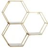 Shelves-Kirkland's Home Frame Marble Honeycomb Wall Shelf Gold