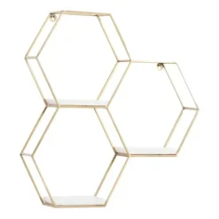 Shelves-Kirkland's Home Frame Marble Honeycomb Wall Shelf Gold