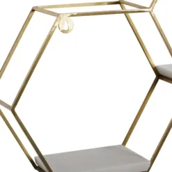 Shelves-Kirkland's Home Frame Marble Honeycomb Wall Shelf Gold