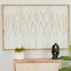 Wall Plaques-Kirkland's Home Framed Cut-Out Leaves Wall Plaque White