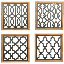 Wall Plaques-Kirkland's Home Framed Matte Black Metal Wall Plaques, Set Of 4 Black/Brown