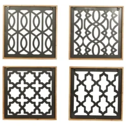 Wall Plaques-Kirkland's Home Framed Matte Black Metal Wall Plaques, Set Of 4 Black/Brown