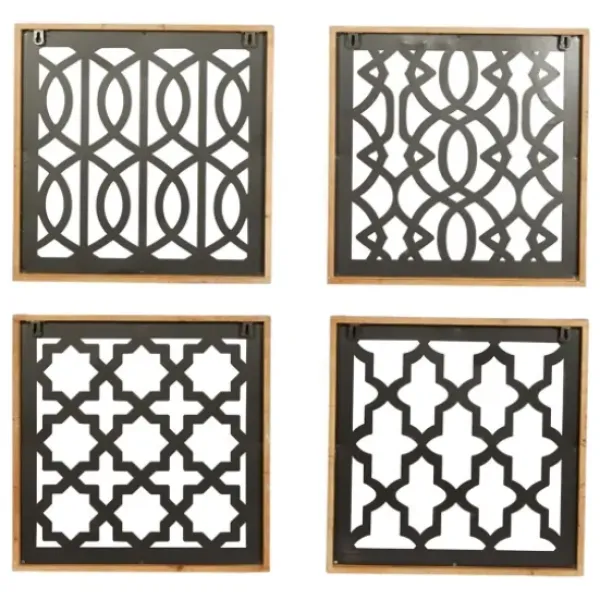 Wall Plaques-Kirkland's Home Framed Matte Black Metal Wall Plaques, Set Of 4 Black/Brown