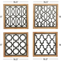 Wall Plaques-Kirkland's Home Framed Matte Black Metal Wall Plaques, Set Of 4 Black/Brown