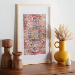 Wall Plaques-Kirkland's Home Framed Textile Wall Plaque Red