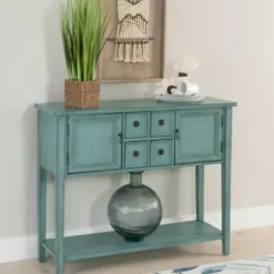 Console Tables-Kirkland's Home Franny Distressed Console Table Blue
