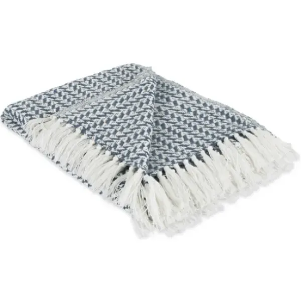 Blankets & Throws-Kirkland's Home French And White Arrowhead Throw Blue