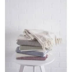 Blankets & Throws-Kirkland's Home French Cabana Stripe Throw Blue