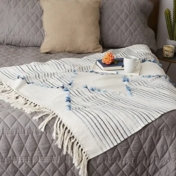 Blankets & Throws-Kirkland's Home French Diamond Cut Throw Blue