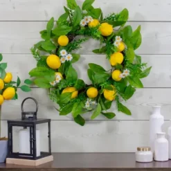 Wreaths-Kirkland's Home Fresh Daisies And Lemons Wreath Green/Yellow/White