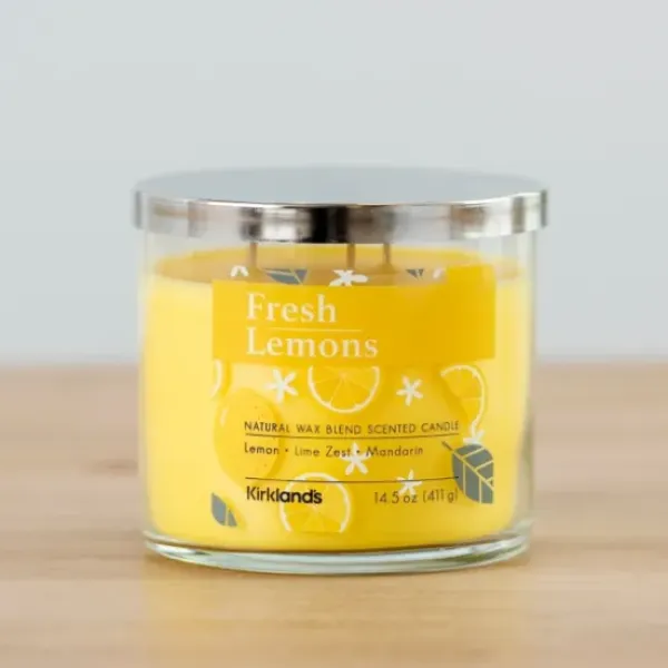 Candles-Kirkland's Home Fresh Lemons Triple Wick Jar Candle Yellow