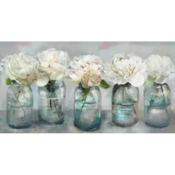 Canvas Art-Kirkland's Home Fresh Picked Peonies Canvas Art Print White/Blue/Gray