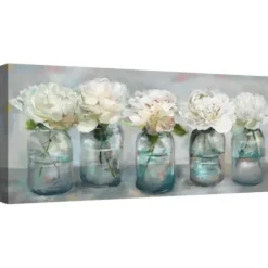 Canvas Art-Kirkland's Home Fresh Picked Peonies Canvas Art Print White/Blue/Gray