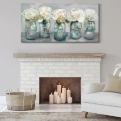 Canvas Art-Kirkland's Home Fresh Picked Peonies Canvas Art Print White/Blue/Gray