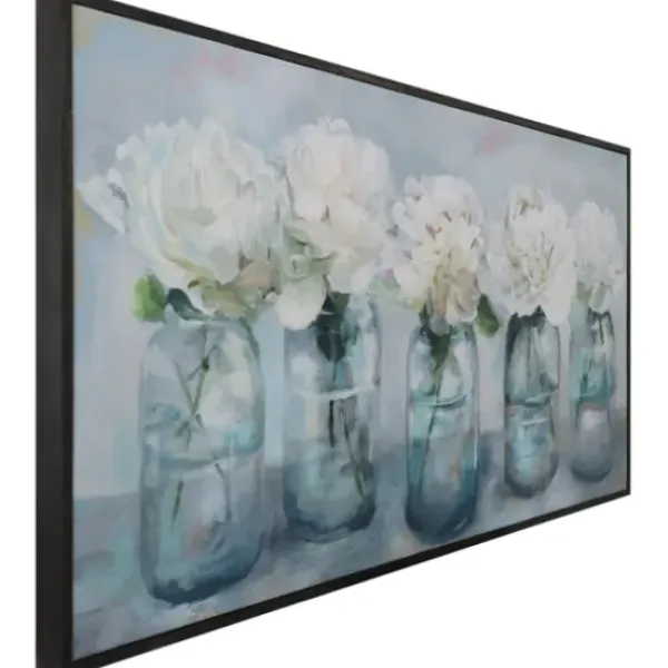 Framed Art-Kirkland's Home Fresh Picked Peonies Framed Art Print Green/White/Gray/Blue