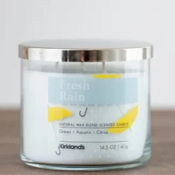 Candles-Kirkland's Home Fresh Rain Triple Wick Jar Candle White