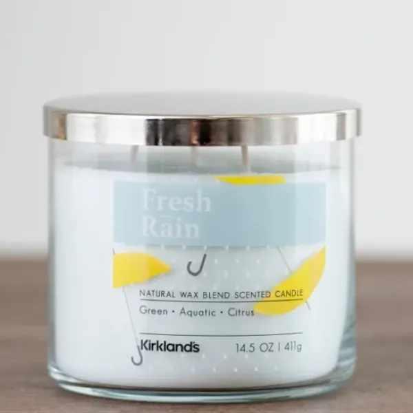 Candles-Kirkland's Home Fresh Rain Triple Wick Jar Candle White
