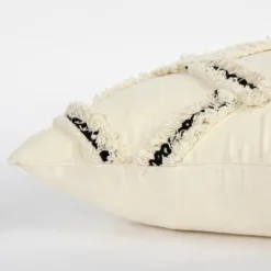 Pillows-Kirkland's Home Fringe Stitched Lattice Throw Pillow Ivory/Black