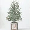 Trees & Topiaries-Kirkland's Home Frosted Pinecone Tree In Whitewash Planter, 24 In. Green/White/Brown