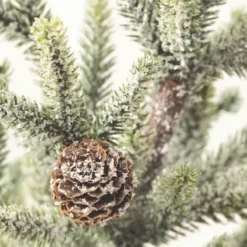 Trees & Topiaries-Kirkland's Home Frosted Pinecone Tree In Whitewash Planter, 24 In. Green/White/Brown
