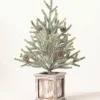 Trees & Topiaries-Kirkland's Home Frosted Pinecone Tree In Whitewash Planter, 18 In. Green/White/Brown