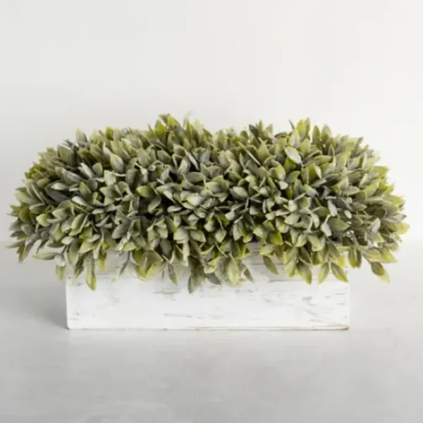 Arrangements & Greenery-Kirkland's Home Frosted Sage Arrangement In Wooden Box Green