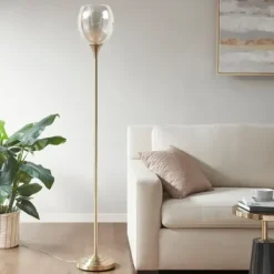 Floor Lamps-Kirkland's Home Frosted Starlight Golden Floor Lamp White