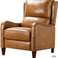 Accent Chairs-Kirkland's Home Full-Grain Leather Recliner Accent Chair Brown