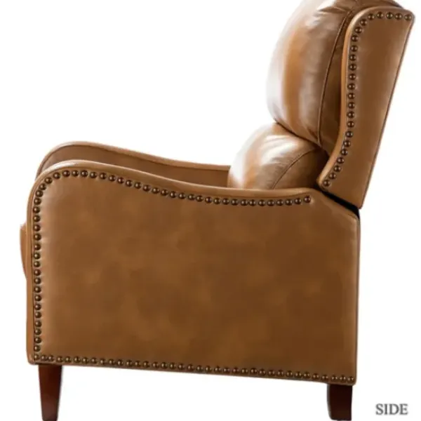 Accent Chairs-Kirkland's Home Full-Grain Leather Recliner Accent Chair Brown