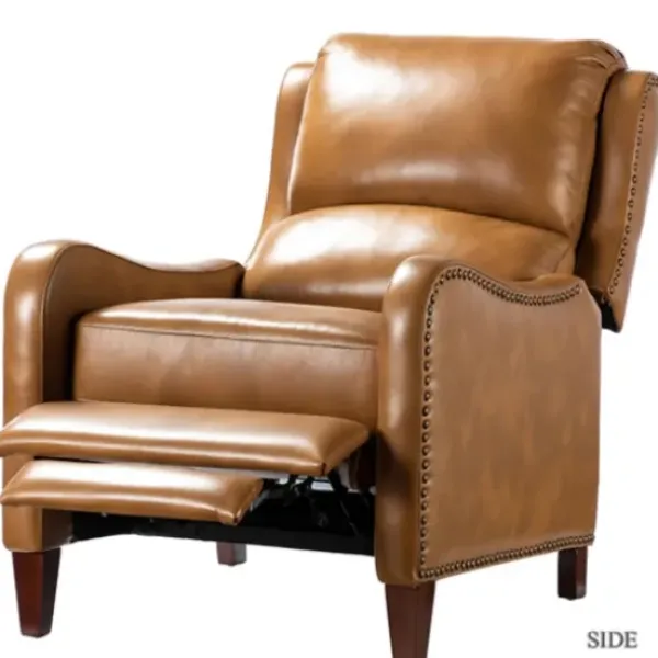 Accent Chairs-Kirkland's Home Full-Grain Leather Recliner Accent Chair Brown