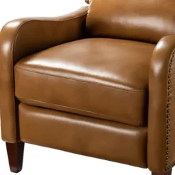 Accent Chairs-Kirkland's Home Full-Grain Leather Recliner Accent Chair Brown