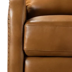 Accent Chairs-Kirkland's Home Full-Grain Leather Recliner Accent Chair Brown