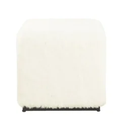 Benches & Ottomans-Kirkland's Home Fur Cube Ottoman White