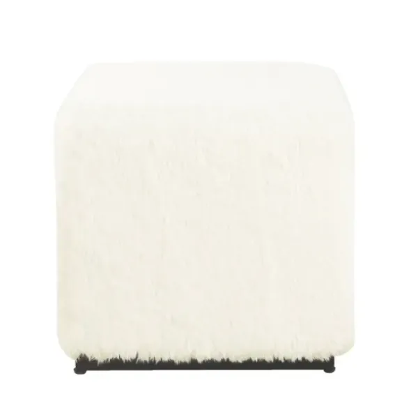 Benches & Ottomans-Kirkland's Home Fur Cube Ottoman White