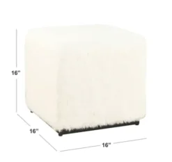 Benches & Ottomans-Kirkland's Home Fur Cube Ottoman White