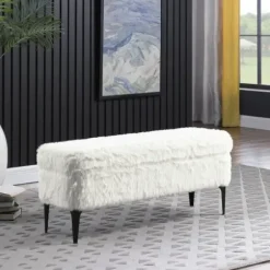 Benches & Ottomans-Kirkland's Home Fur Storage Bench White