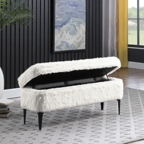 Benches & Ottomans-Kirkland's Home Fur Storage Bench White