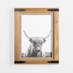 Framed Art-Kirkland's Home Furry Highland Cow Framed Art Print White/Black