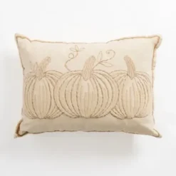 Pillows-Kirkland's Home Fuzzy Pumpkin Trio Lumbar Pillow Tan/Ivory