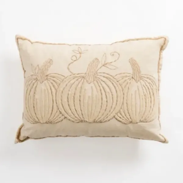 Pillows-Kirkland's Home Fuzzy Pumpkin Trio Lumbar Pillow Tan/Ivory