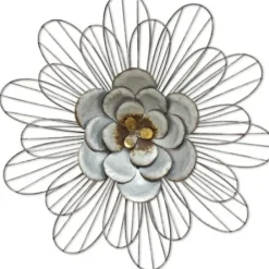 Wall Plaques-Kirkland's Home Galvanized Daisy Plaque Silver/Blue