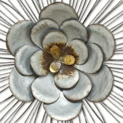 Wall Plaques-Kirkland's Home Galvanized Daisy Plaque Silver/Blue