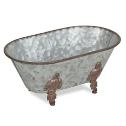 Baskets & Boxes-Kirkland's Home Galvanized Decorative Bathtub Silver