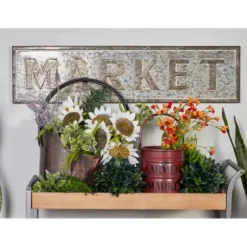 Wall Quotes & Signs-Kirkland's Home Galvanized Iron Market Wall Sign Silver