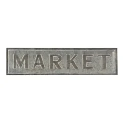 Wall Quotes & Signs-Kirkland's Home Galvanized Iron Market Wall Sign Silver