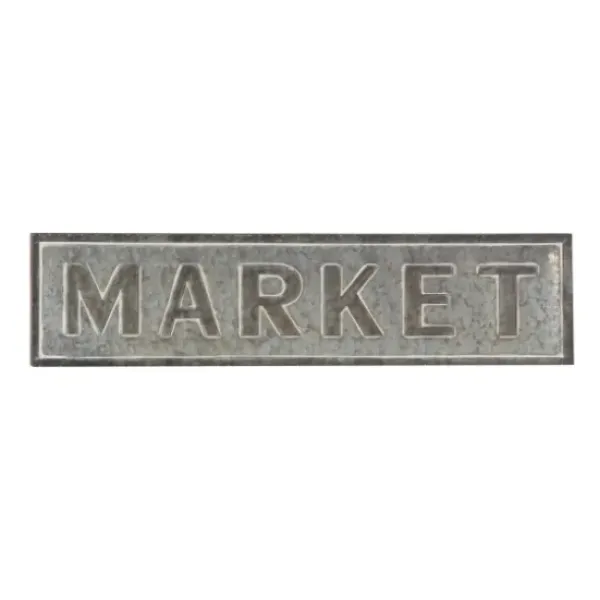 Wall Quotes & Signs-Kirkland's Home Galvanized Iron Market Wall Sign Silver