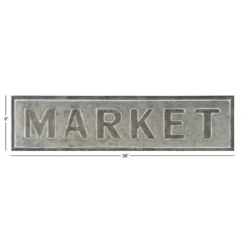 Wall Quotes & Signs-Kirkland's Home Galvanized Iron Market Wall Sign Silver
