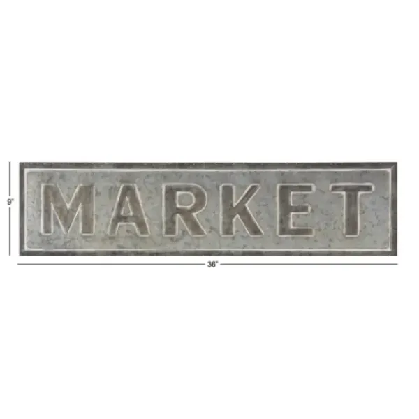 Wall Quotes & Signs-Kirkland's Home Galvanized Iron Market Wall Sign Silver