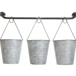 Wall Storage-Kirkland's Home Galvanized Silver Bucket Wall Planters