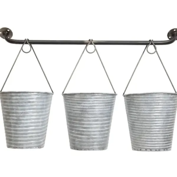Wall Storage-Kirkland's Home Galvanized Silver Bucket Wall Planters